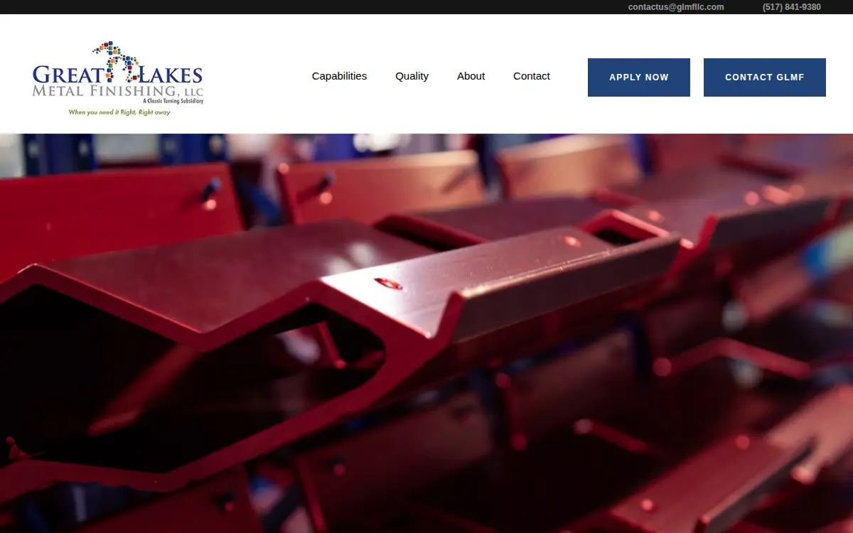 Homepage of Great Lakes Metal Finishing LLC