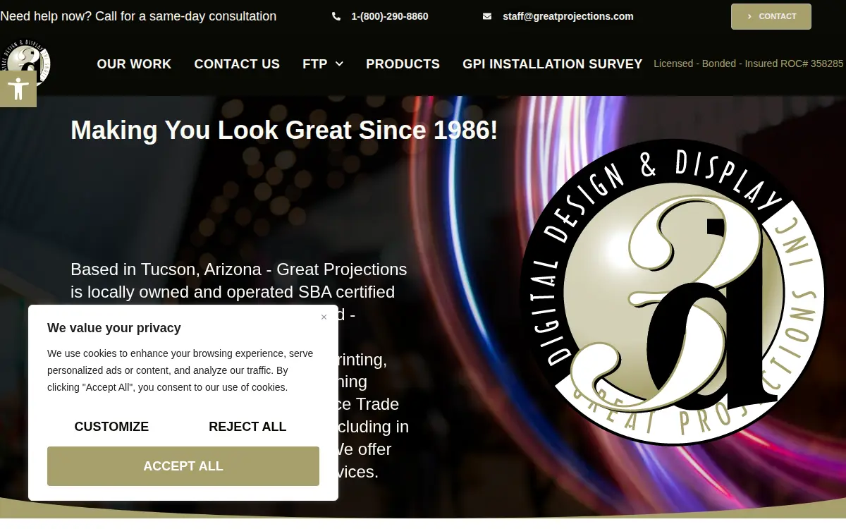 Homepage of Great Projections INC