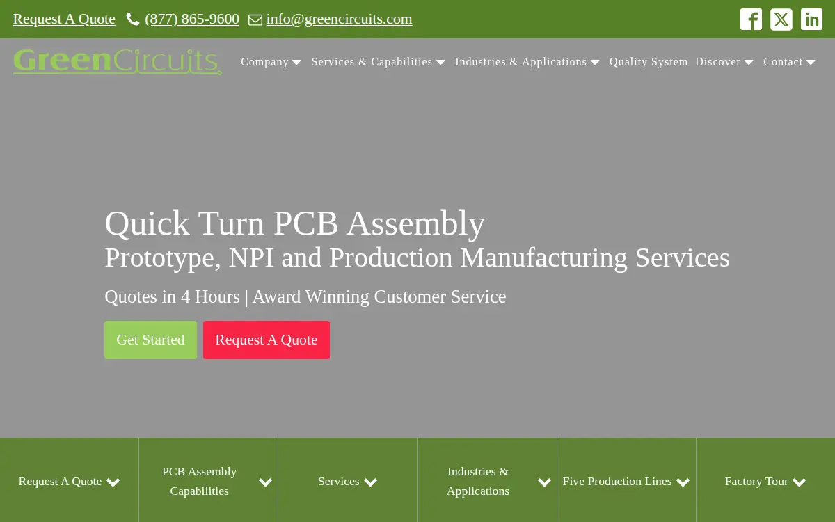 Homepage of Green Circuits, INC.