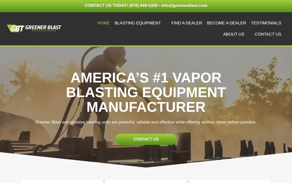 Homepage of Greener Blast Technologies, INC.