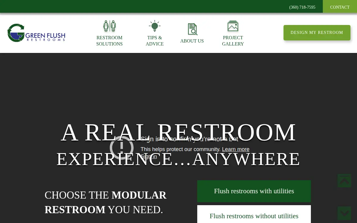 Homepage of Green Flush Technologies LLC