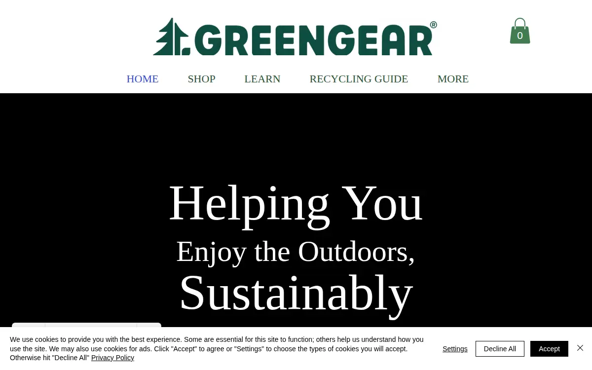 Homepage of Greengear Supply Company INC.