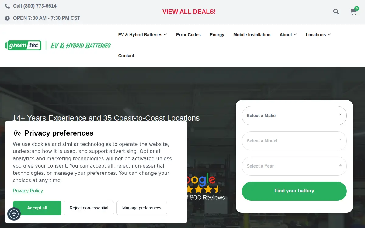 Homepage of Greentec Auto