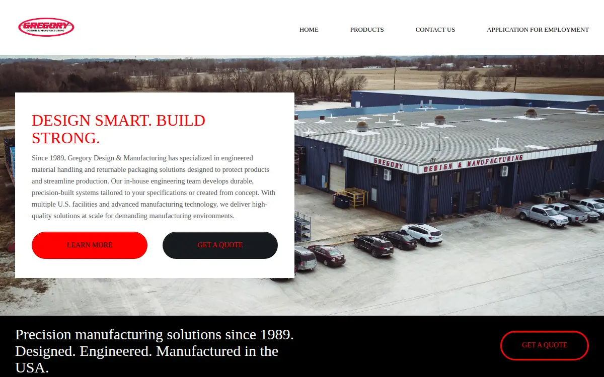 Homepage of Gregory Manufacturing Company