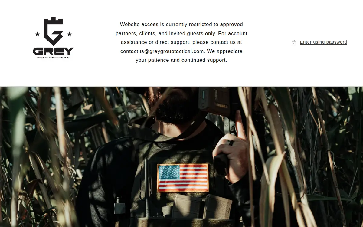 Homepage of Grey Group Tactical INC