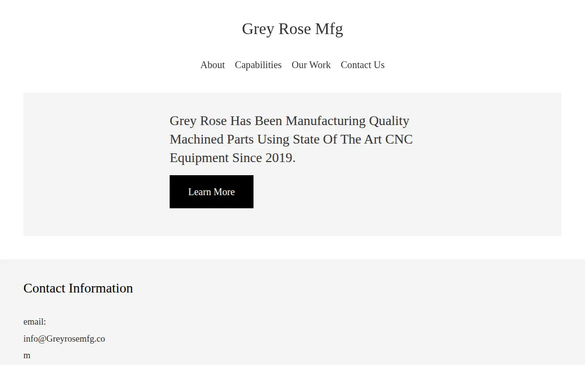 Homepage of Grey Rose Manufacturing INC