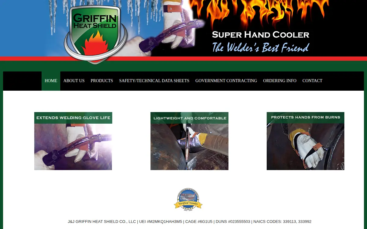 Homepage of J & J Griffin Heat Shield Co., LLC