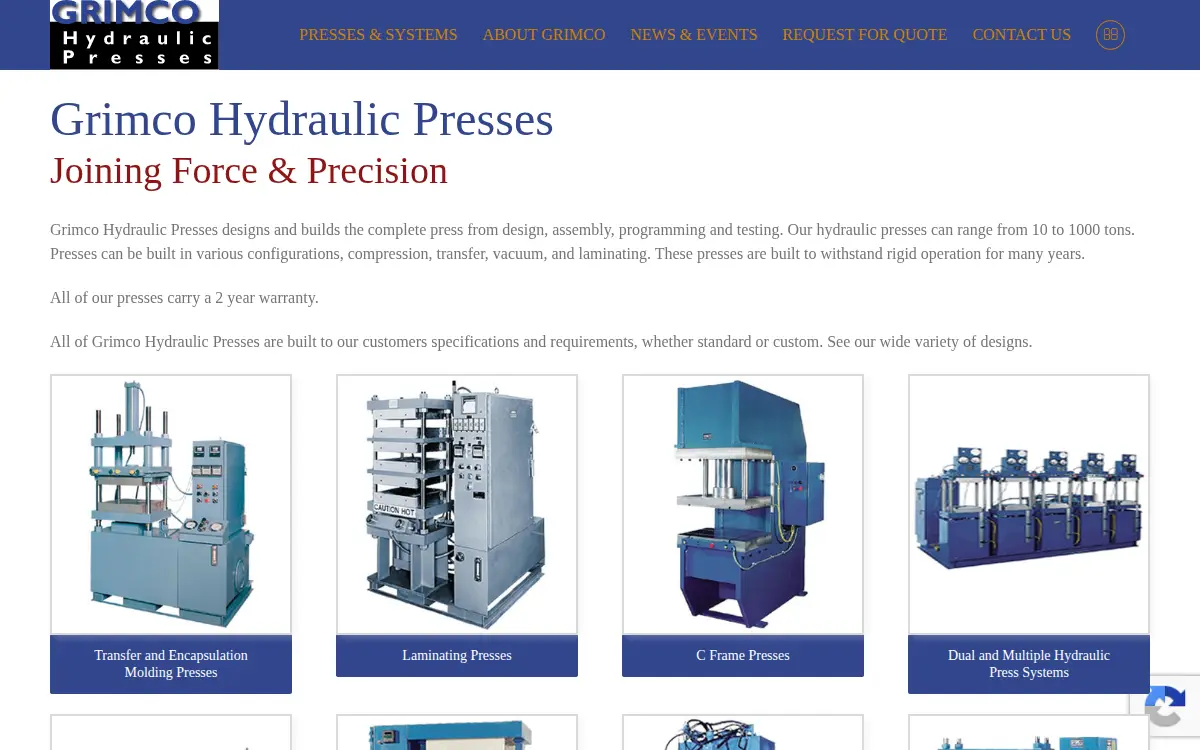 Homepage of Grimco Pneumatic CORP