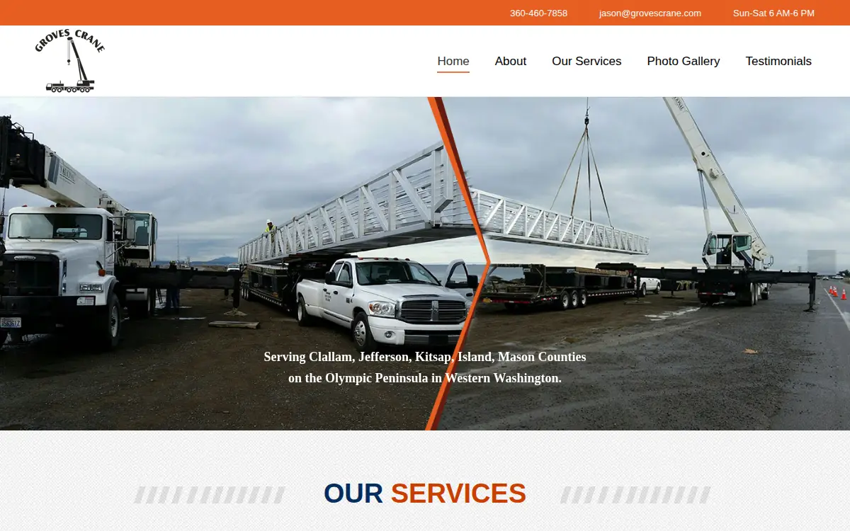 Homepage of Groves Crane Company, LLC