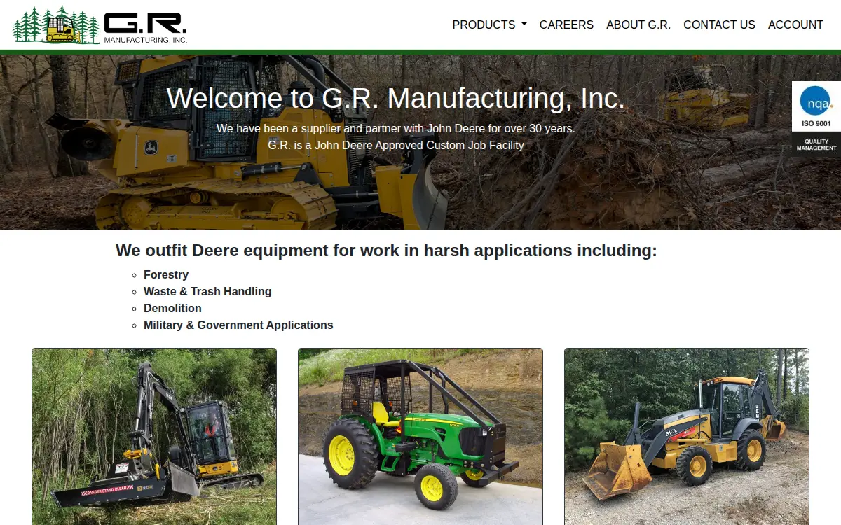 Homepage of G. R. Manufacturing, INC.