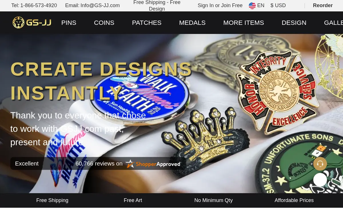 Homepage of Enamelpins INC