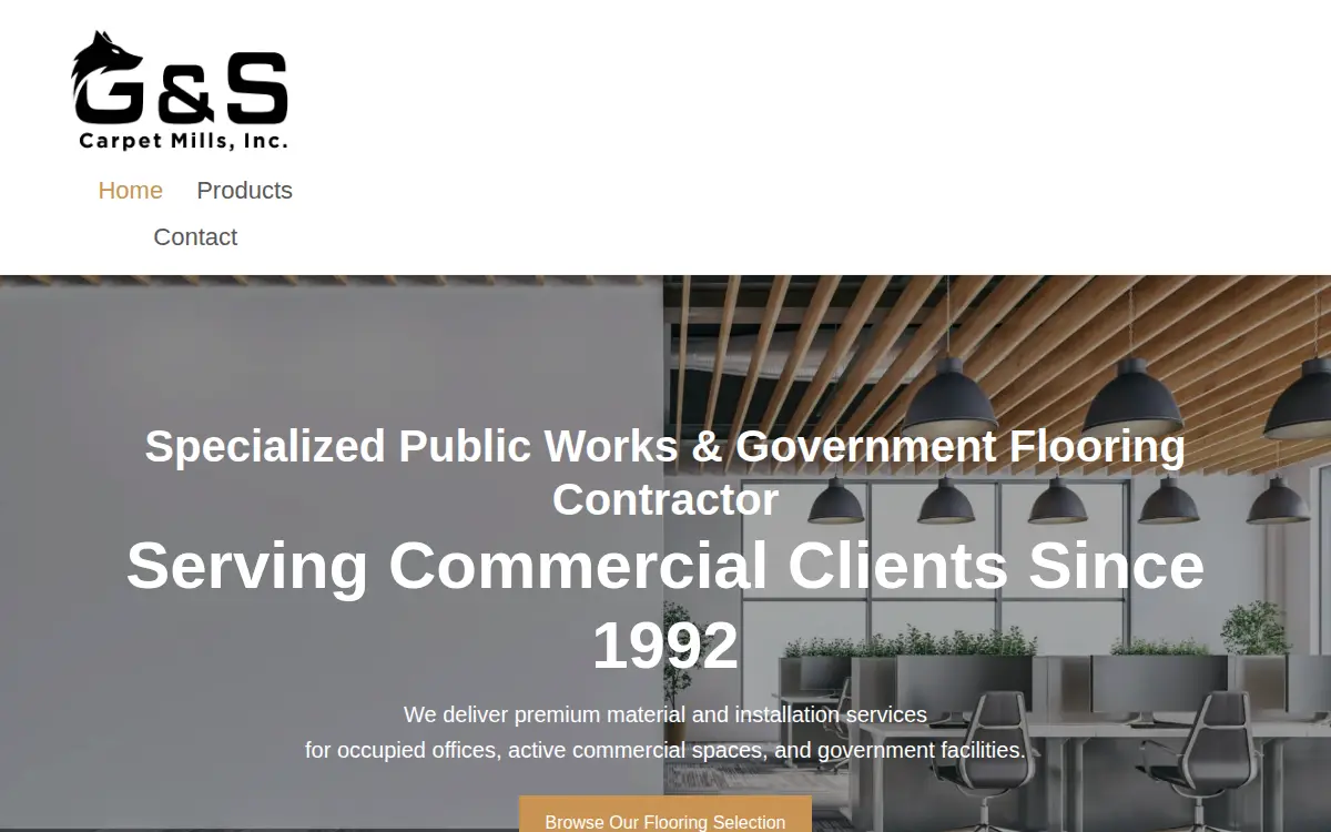 Homepage of G & S Carpet Mills, INC.
