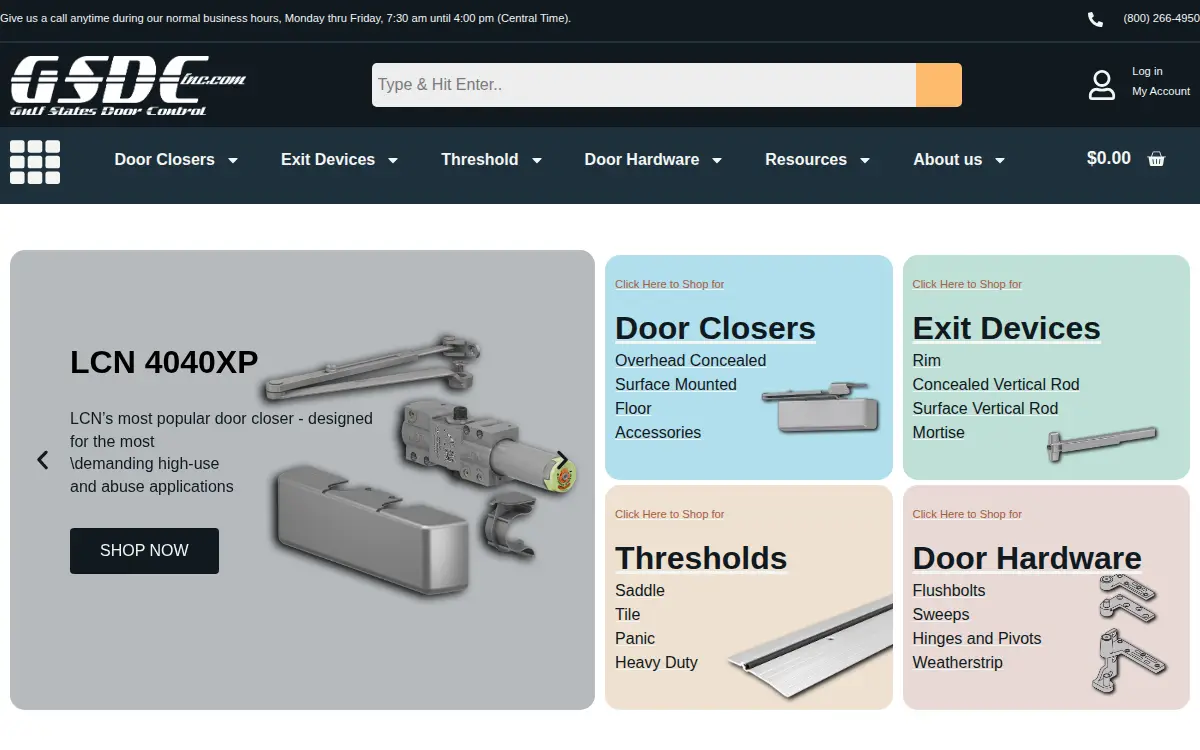 Homepage of Gulf States Door Control, INC.