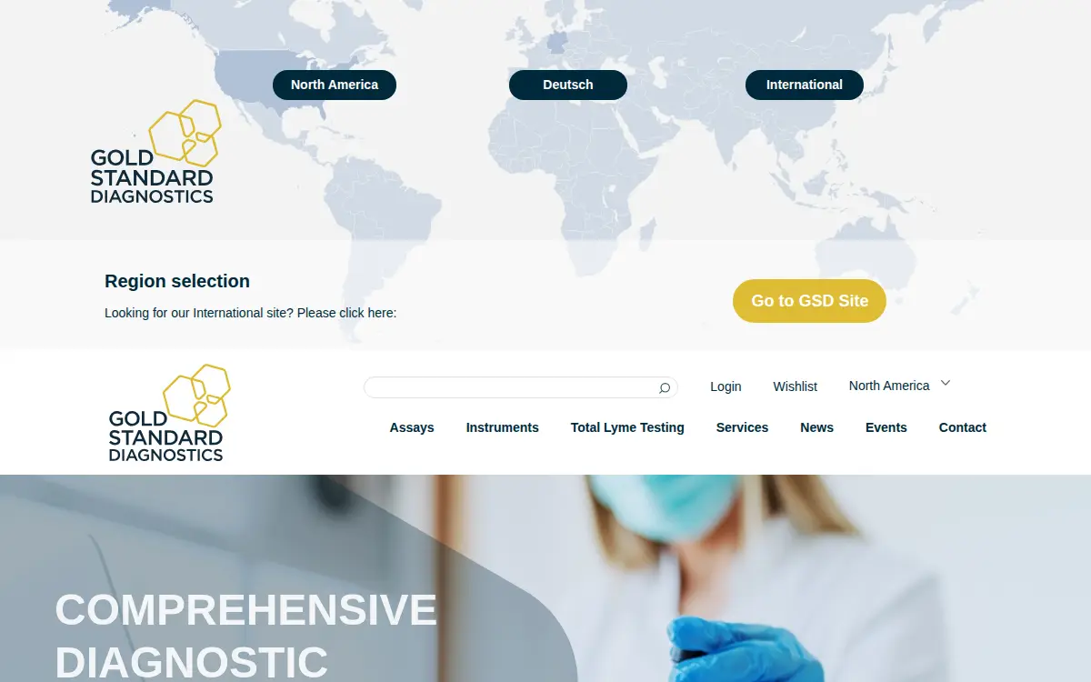 Homepage of Gold Standard Diagnostics, LLC