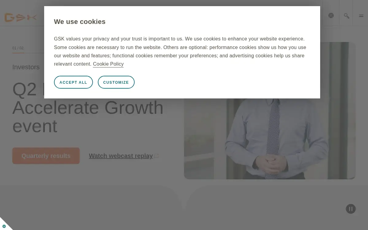 Homepage of Glaxosmithkline, LLC