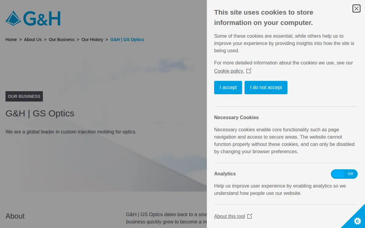 Homepage of Gs Optics LLC