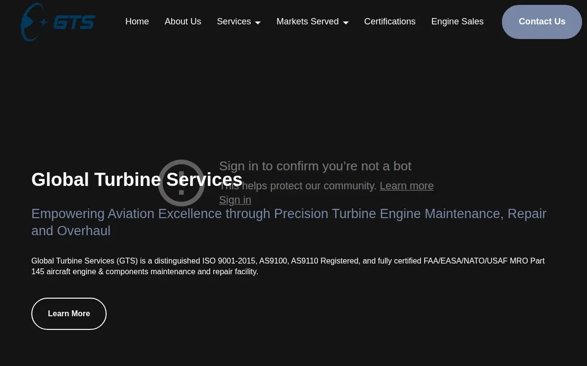 Homepage of Global Turbine Services, INC.