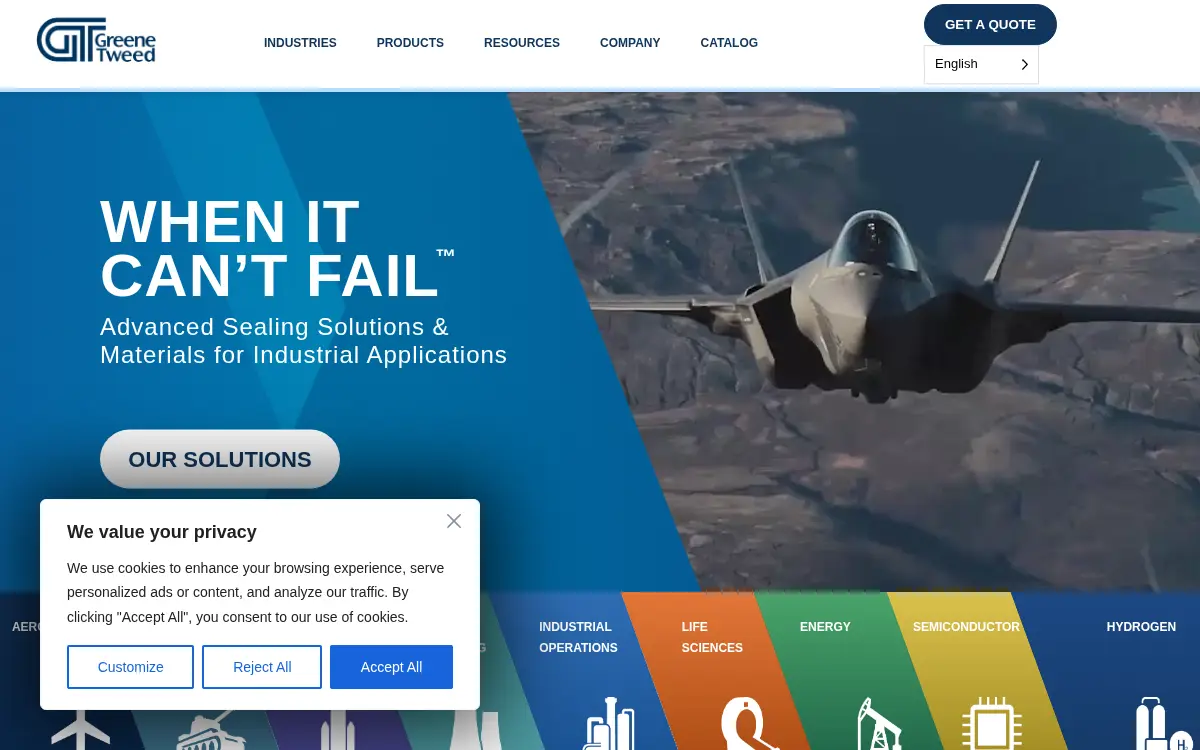 Homepage of Greene, Tweed & Co., LLC