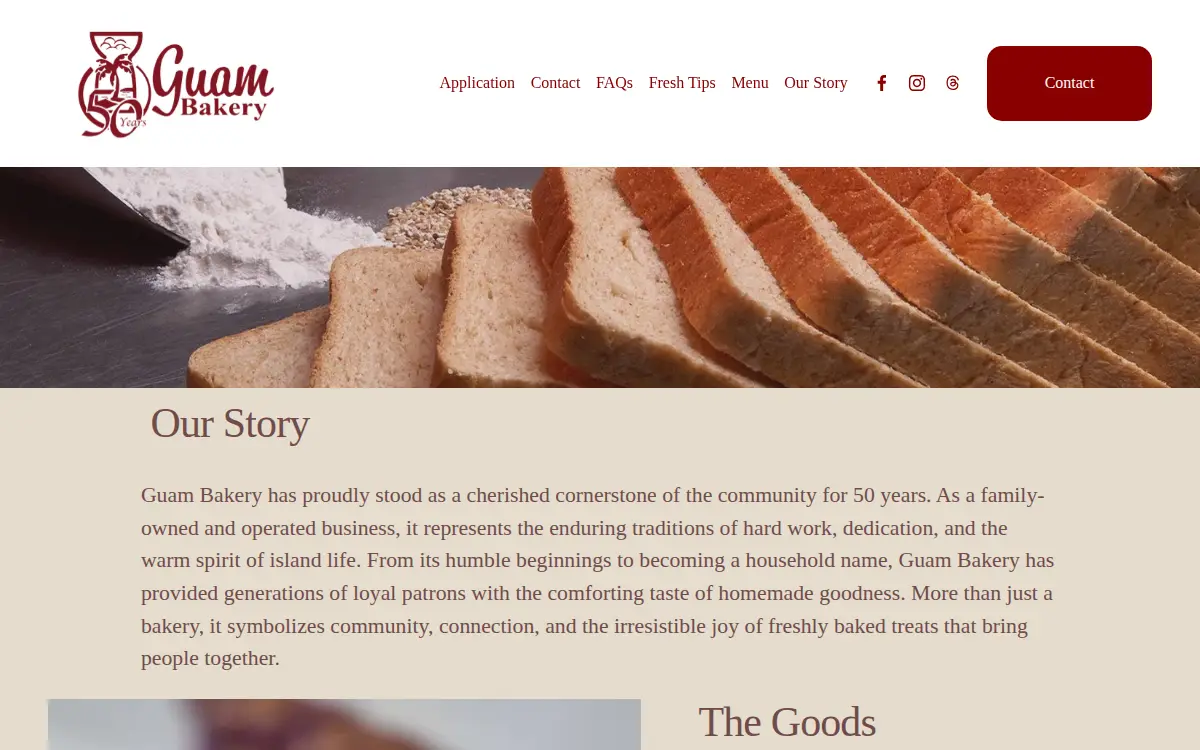 Homepage of Guam's Bakery, INC.