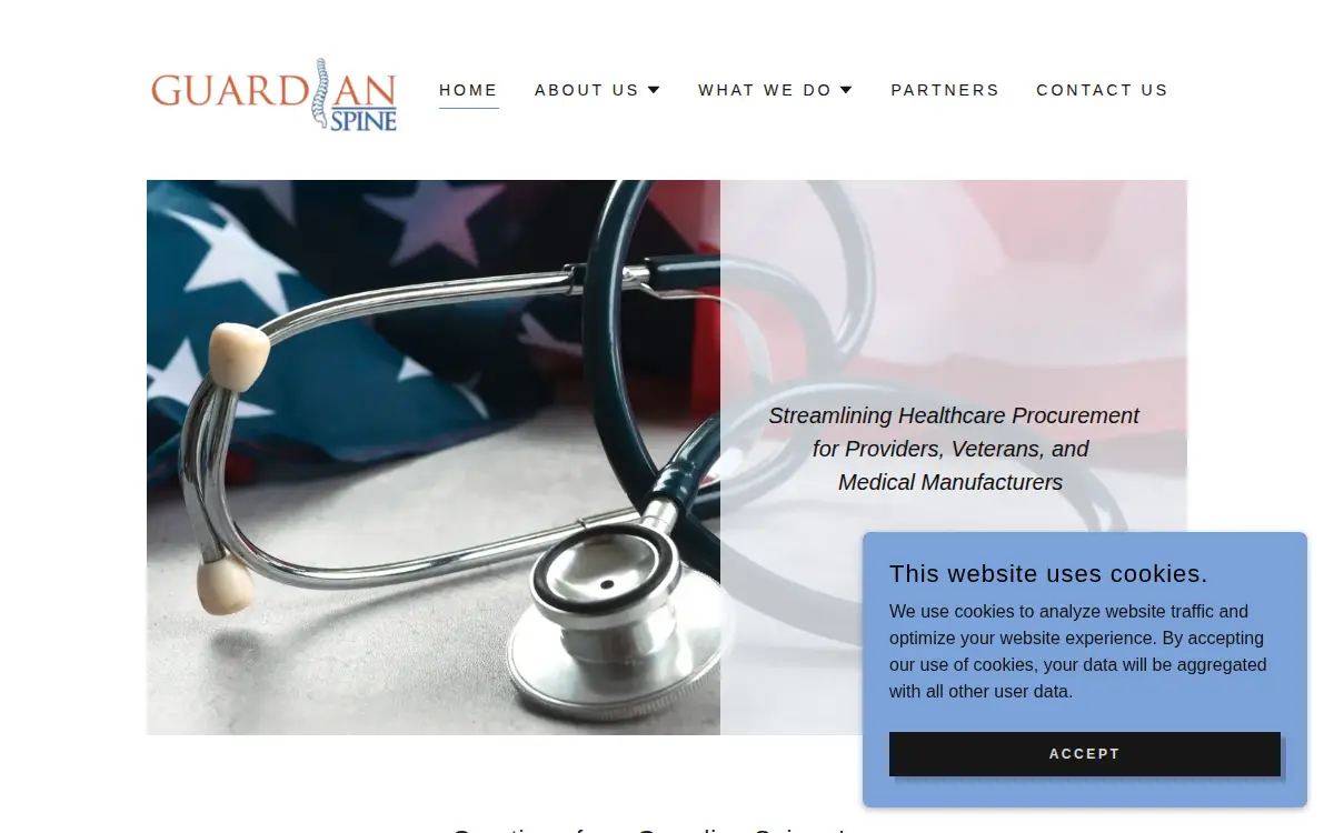 Homepage of Guardian Spine INC
