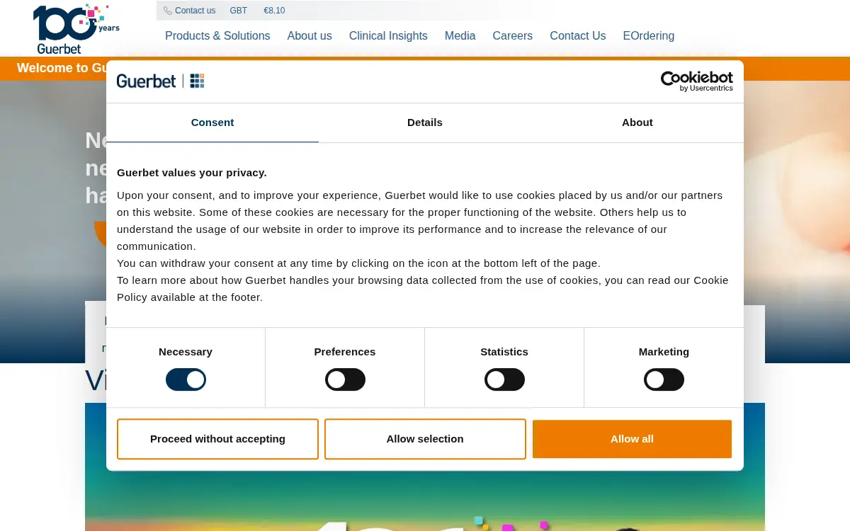 Homepage of Guerbet LLC