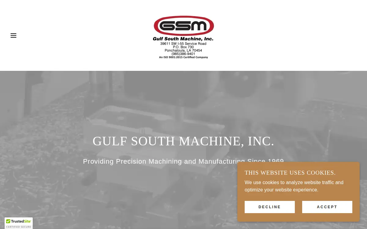 Homepage of Gulf South Machine, INC.