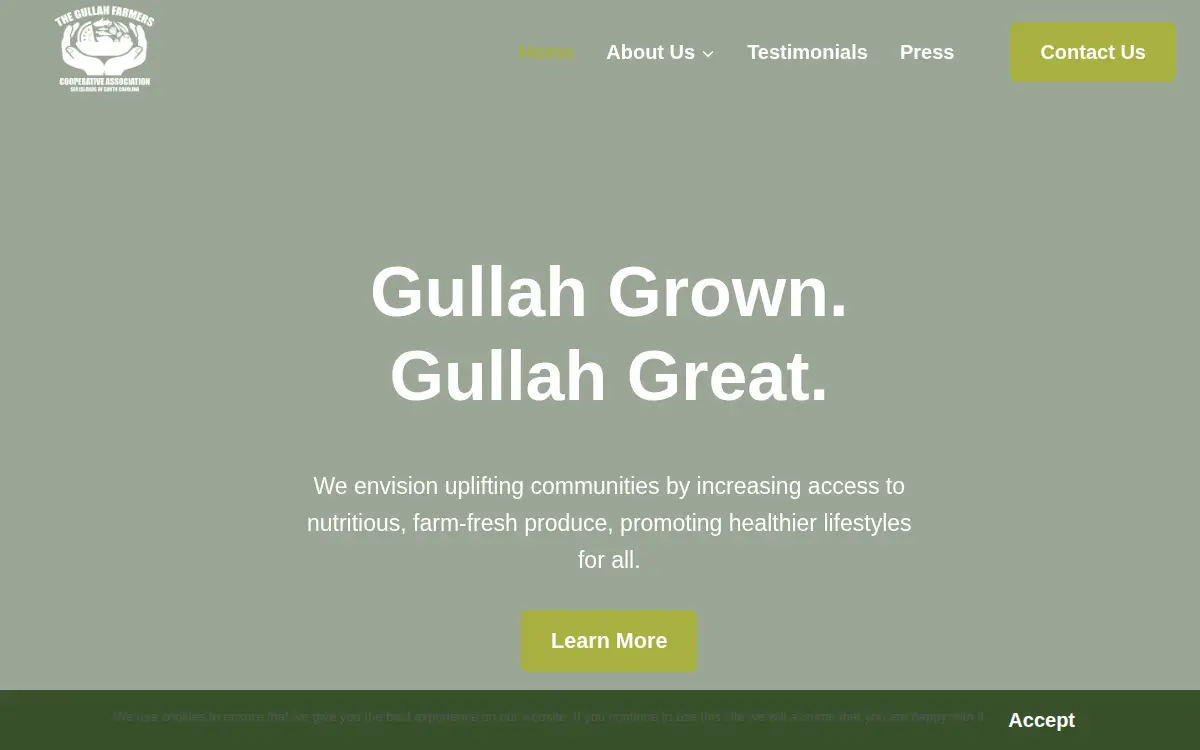Homepage of Gullah Farmers Cooperative Association