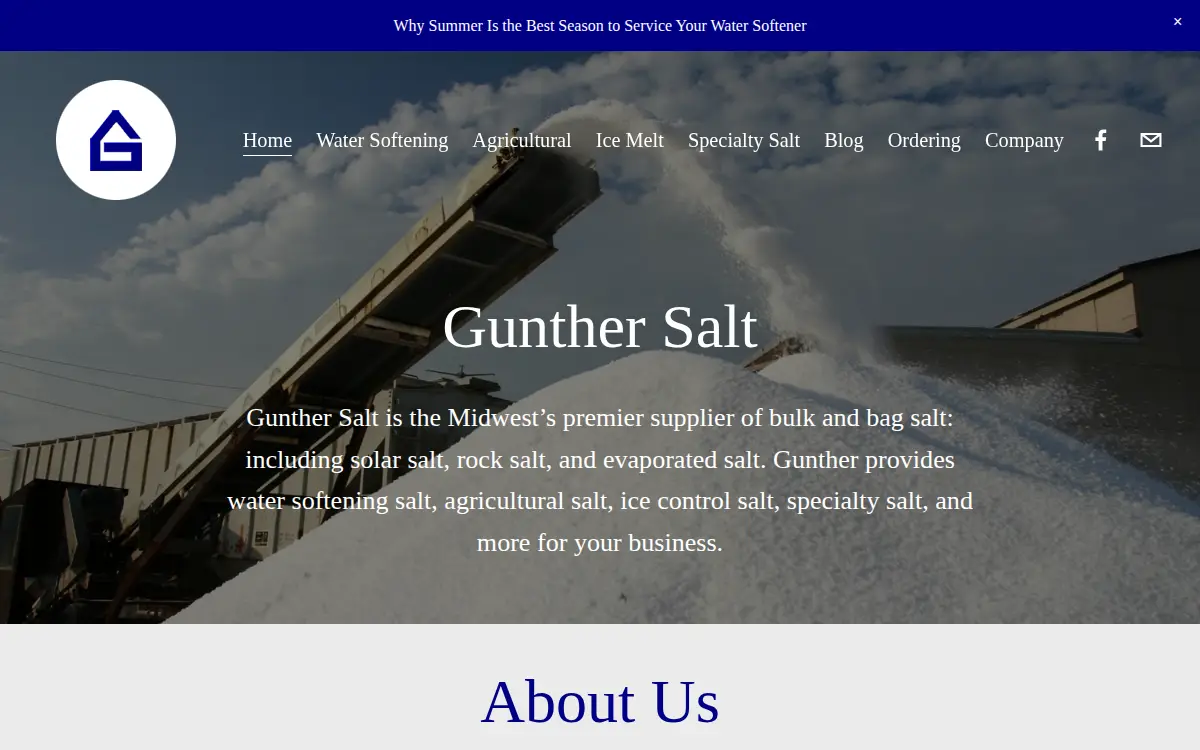 Homepage of Gunther Salt Company