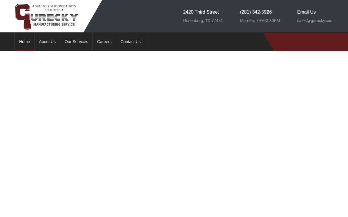 Homepage of Gurecky Manufacturing Service, INC