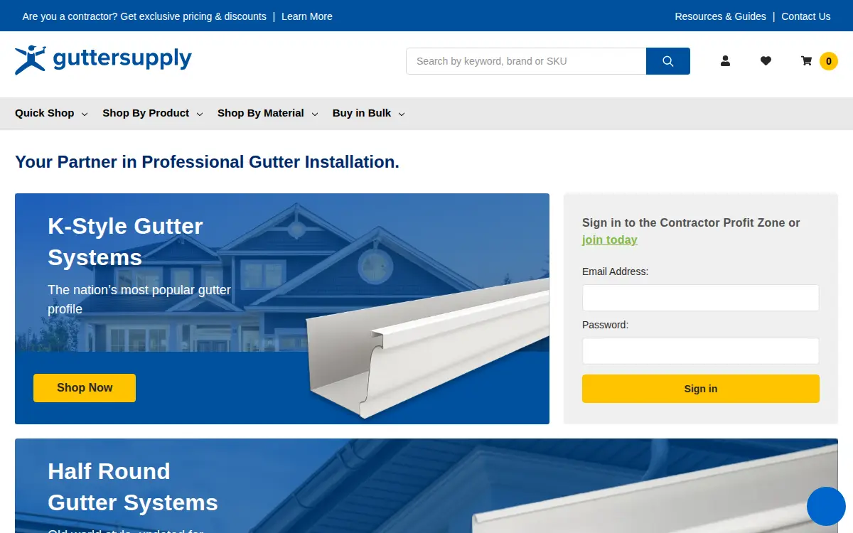 Homepage of Gutter Supply INC