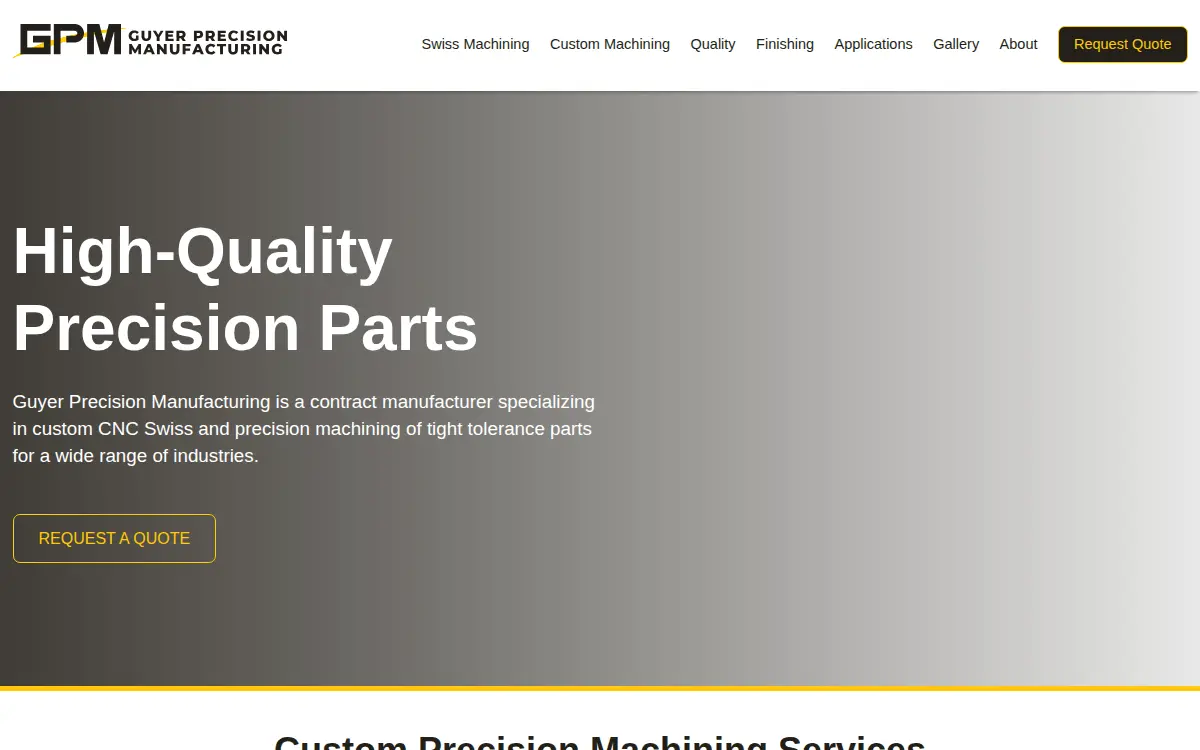Homepage of Guyer Precision INC