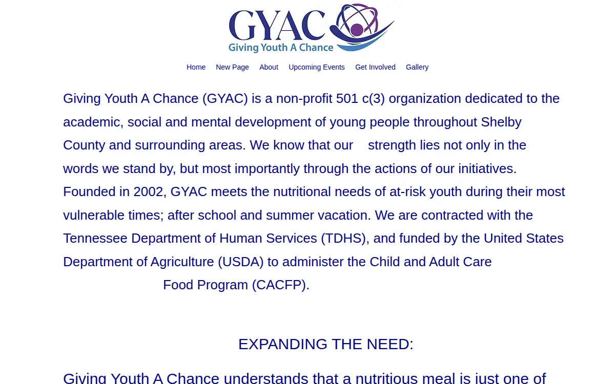 Homepage of Giving Youth a Chance, Initative (gyac)