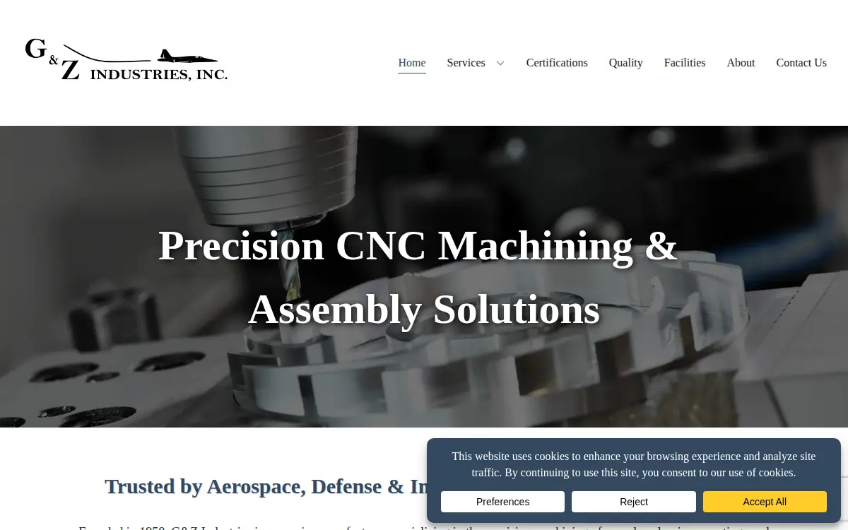 Homepage of G & Z Industries INC