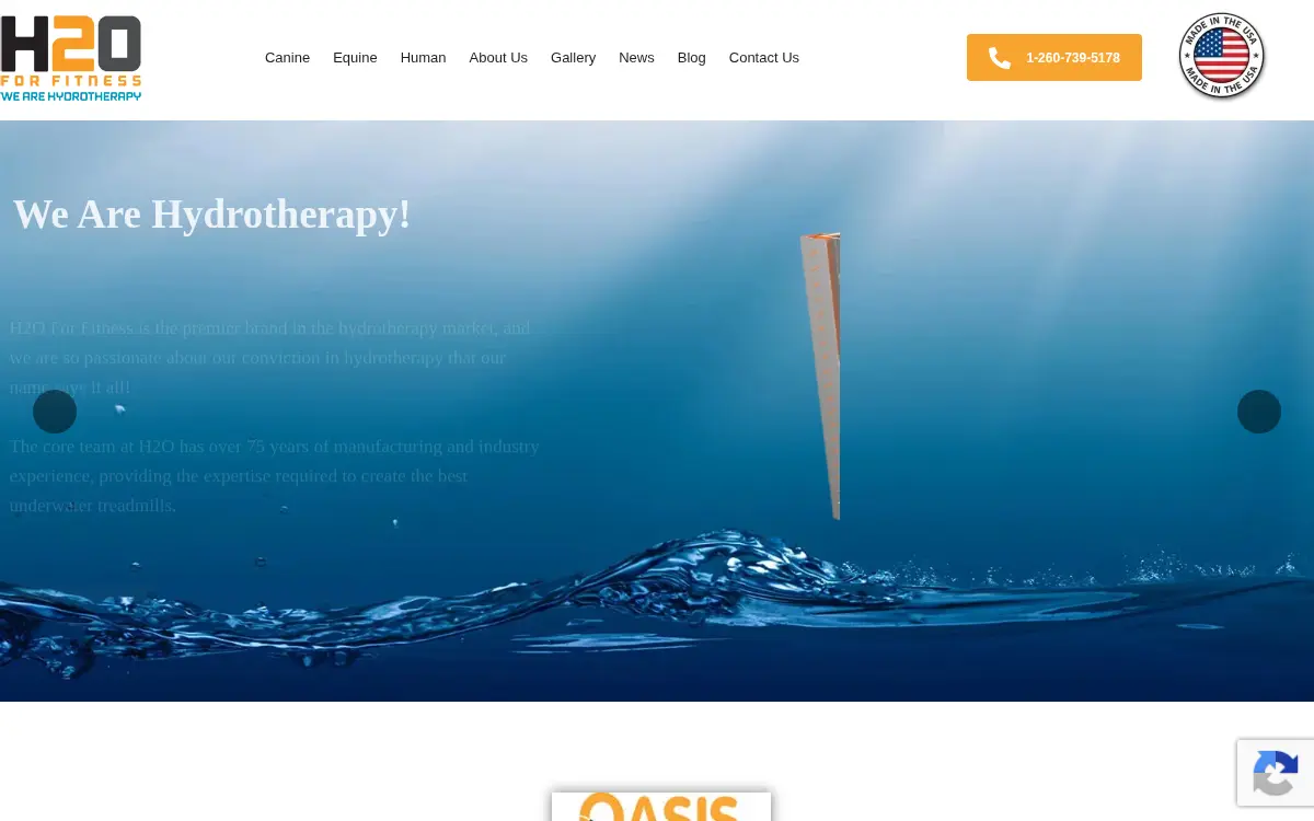Homepage of H20 for Fitness, LLC
