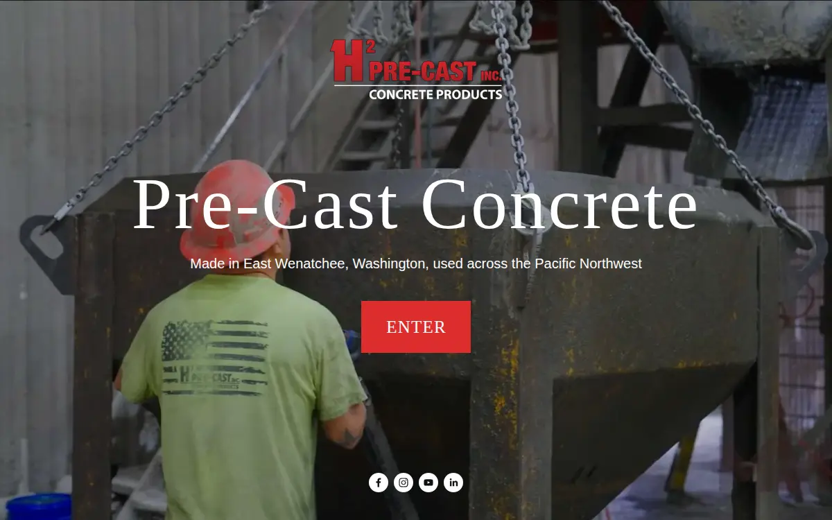 Homepage of H2 Pre-cast, INC