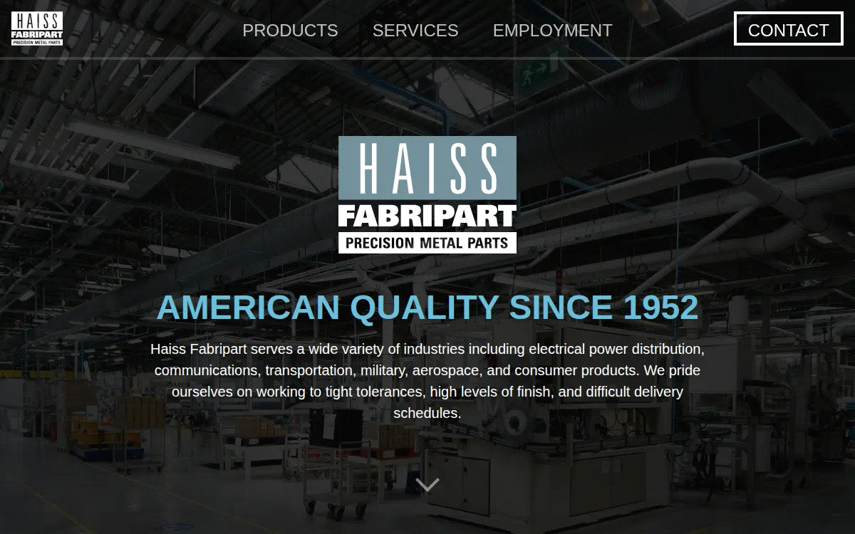 Homepage of Haiss Fabripart LLC