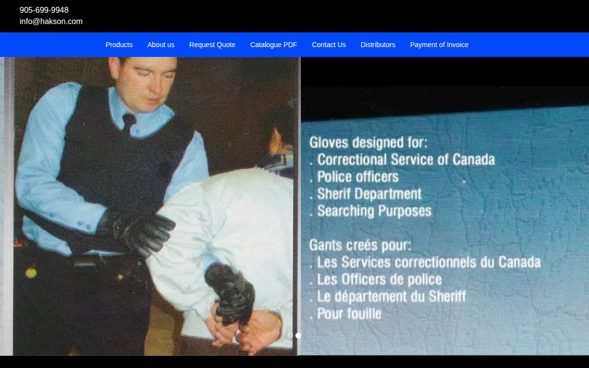 Homepage of Hakson Safety Wears, INC.