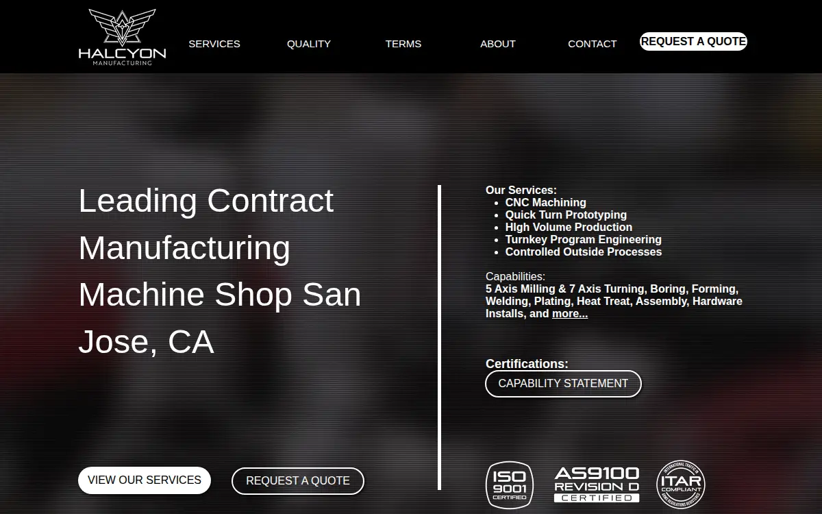 Homepage of Halcyon Manufacturing INC