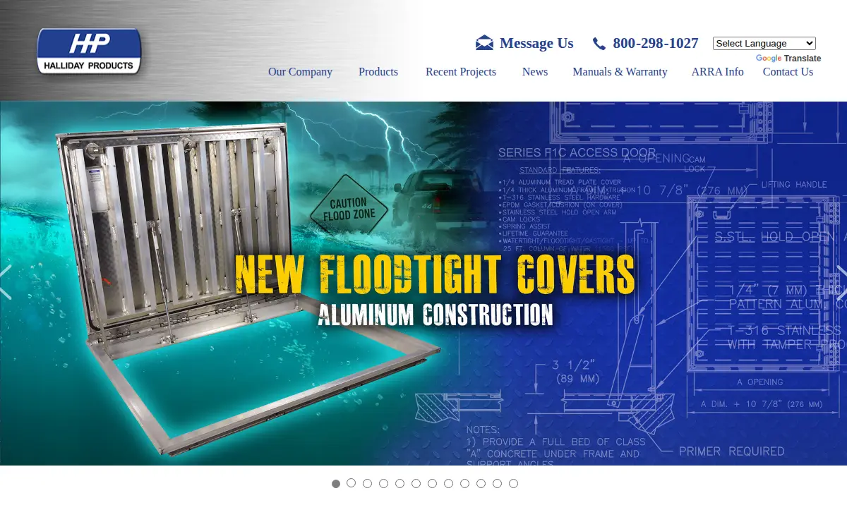 Homepage of Halliday Products, INC.