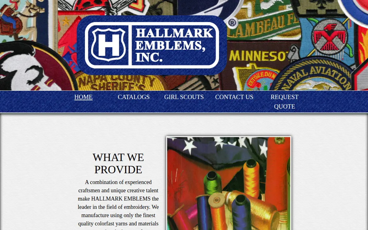 Homepage of Hallmark Emblems, INC.