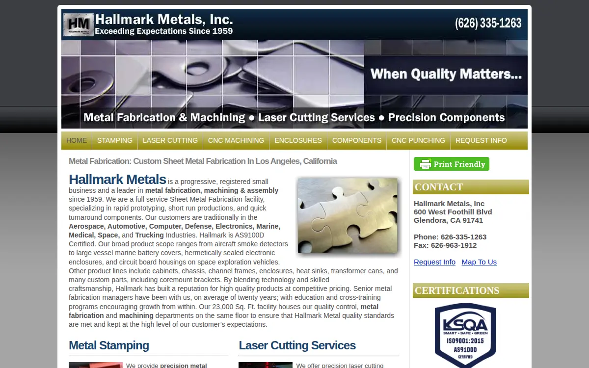 Homepage of Hallmark Metals, INC.