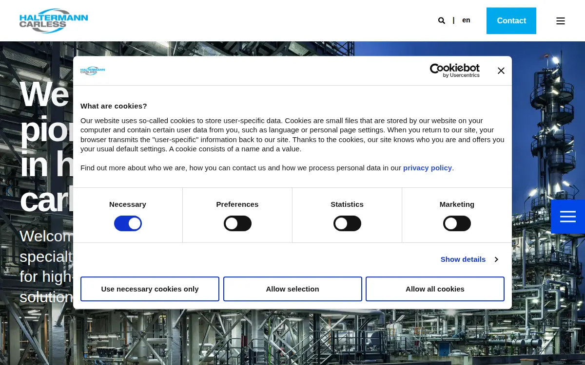 Homepage of Haltermann Carless Us, INC