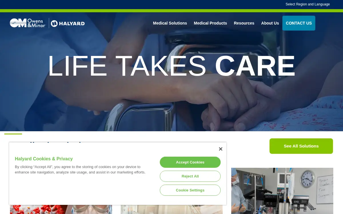 Homepage of O&m Halyard, INC