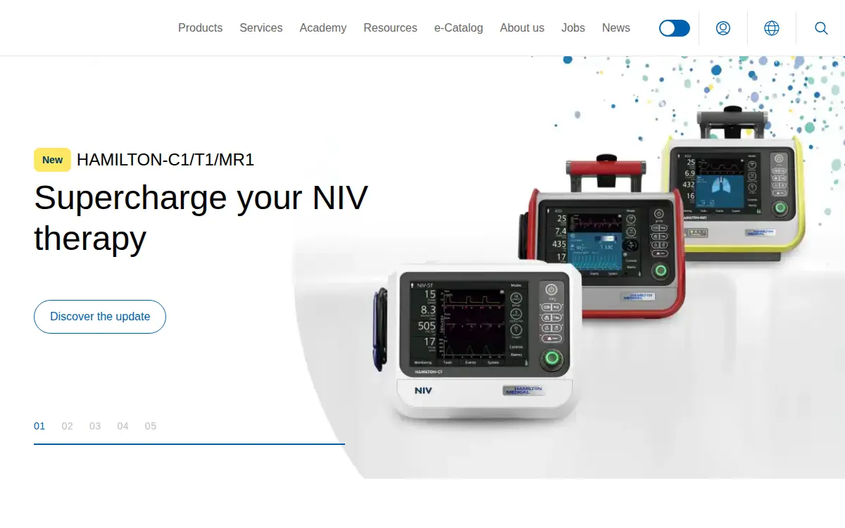 Homepage of Hamilton Medical, INC