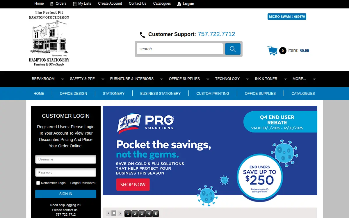 Homepage of Hampton Stationery