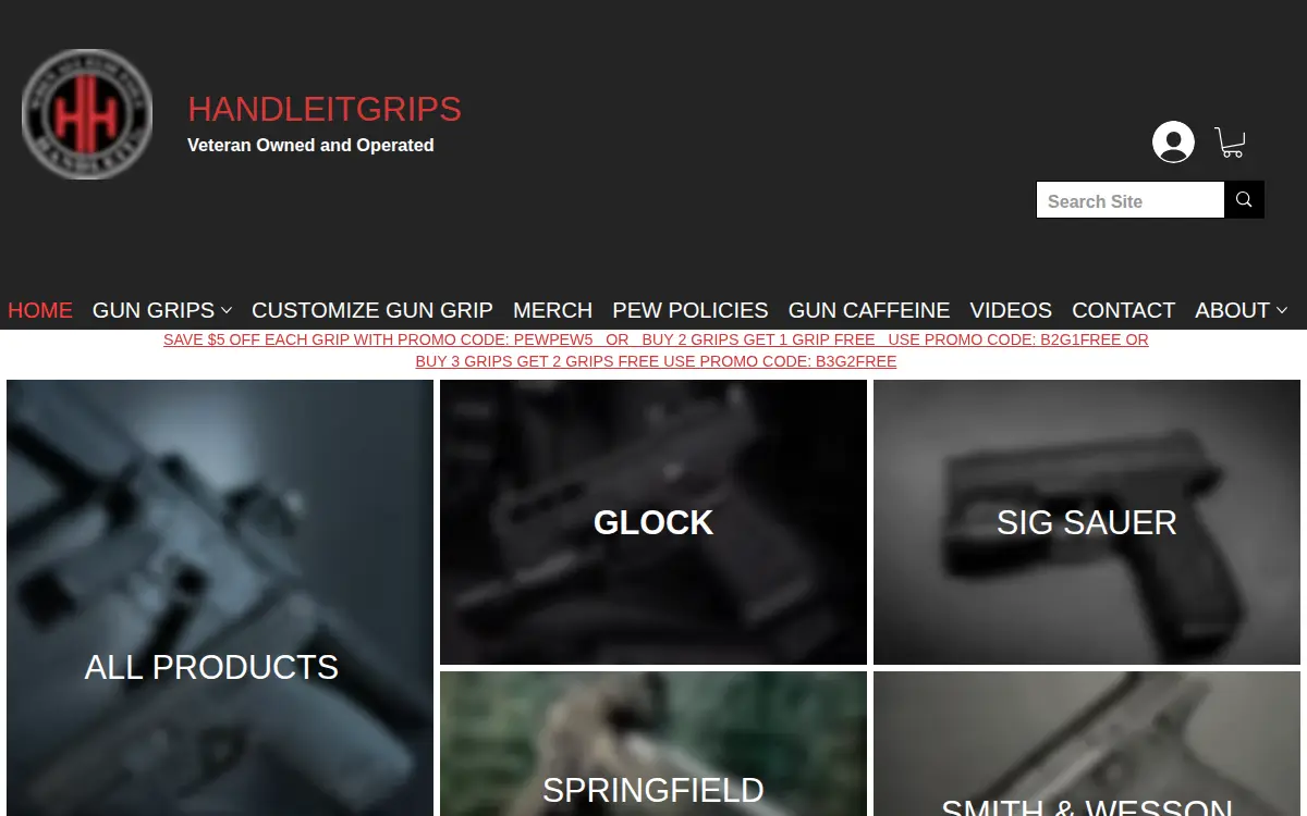Homepage of Handleitgrips LLC