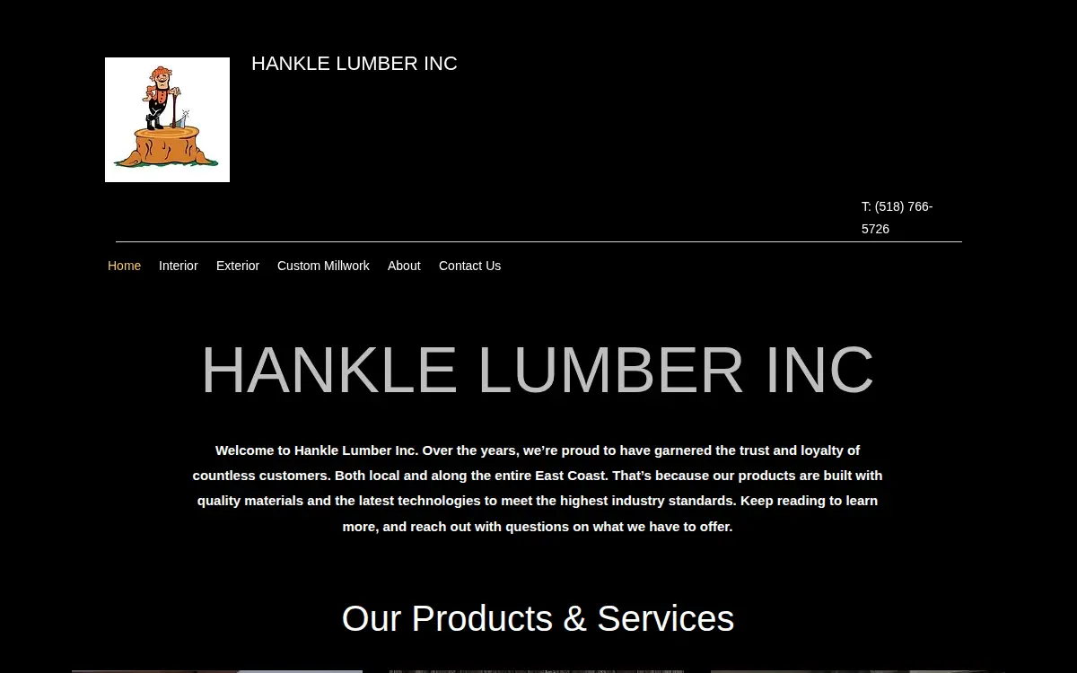 Homepage of Hankle Lumber, INC