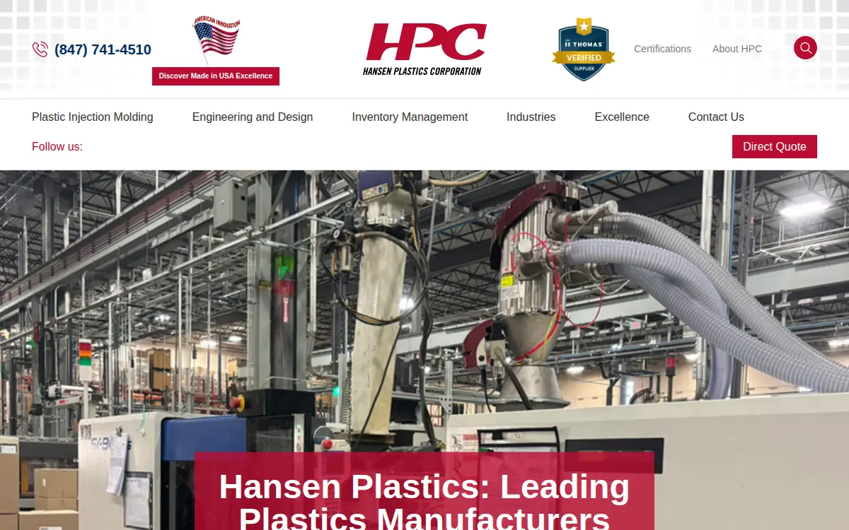 Homepage of Hansen Plastics, CORP