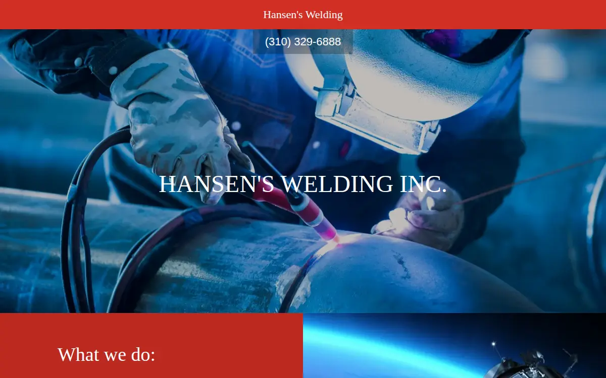 Homepage of Hansen's Welding, INC.