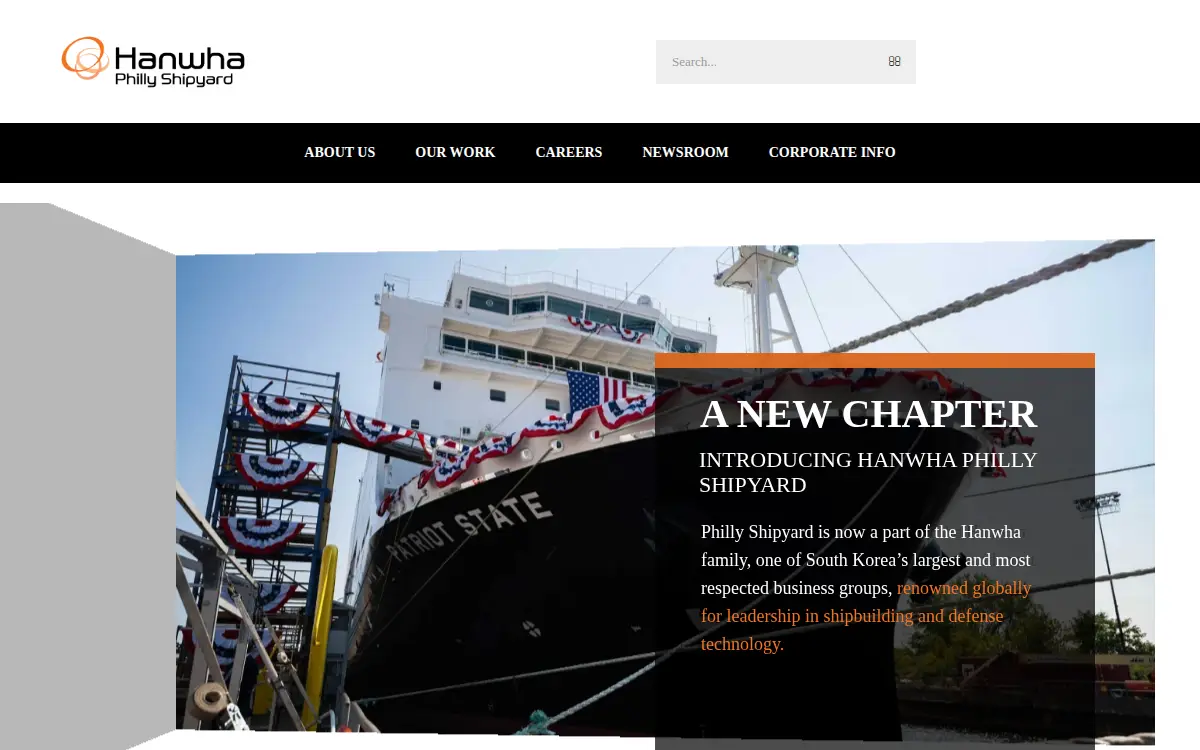 Homepage of Hanwha Philly Shipyard, INC.